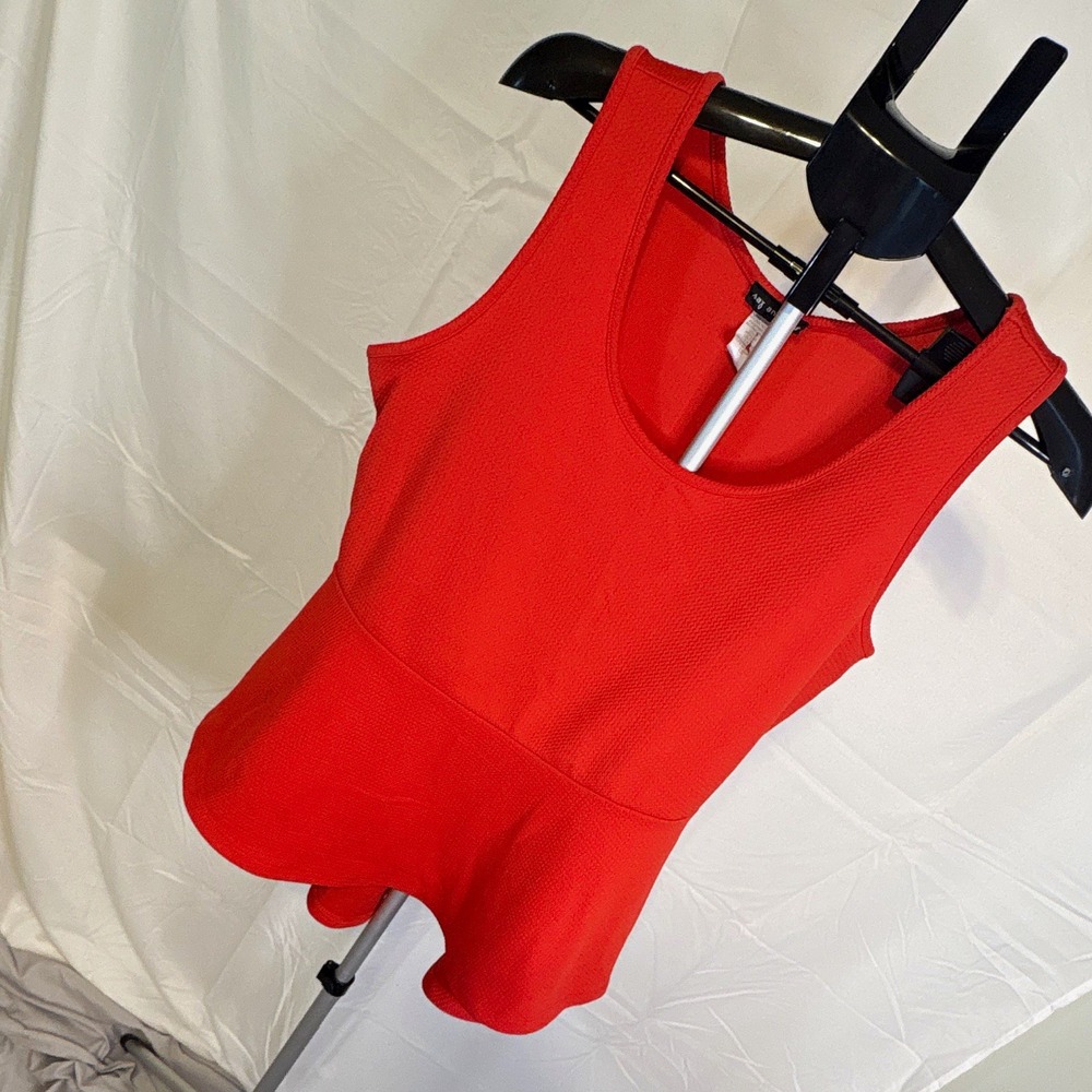 Say Anything Red Textured Solid Tank Top Sleeveless Scoop Neck 2XL